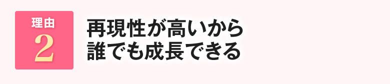 再現性が高いから誰でも成長できる
